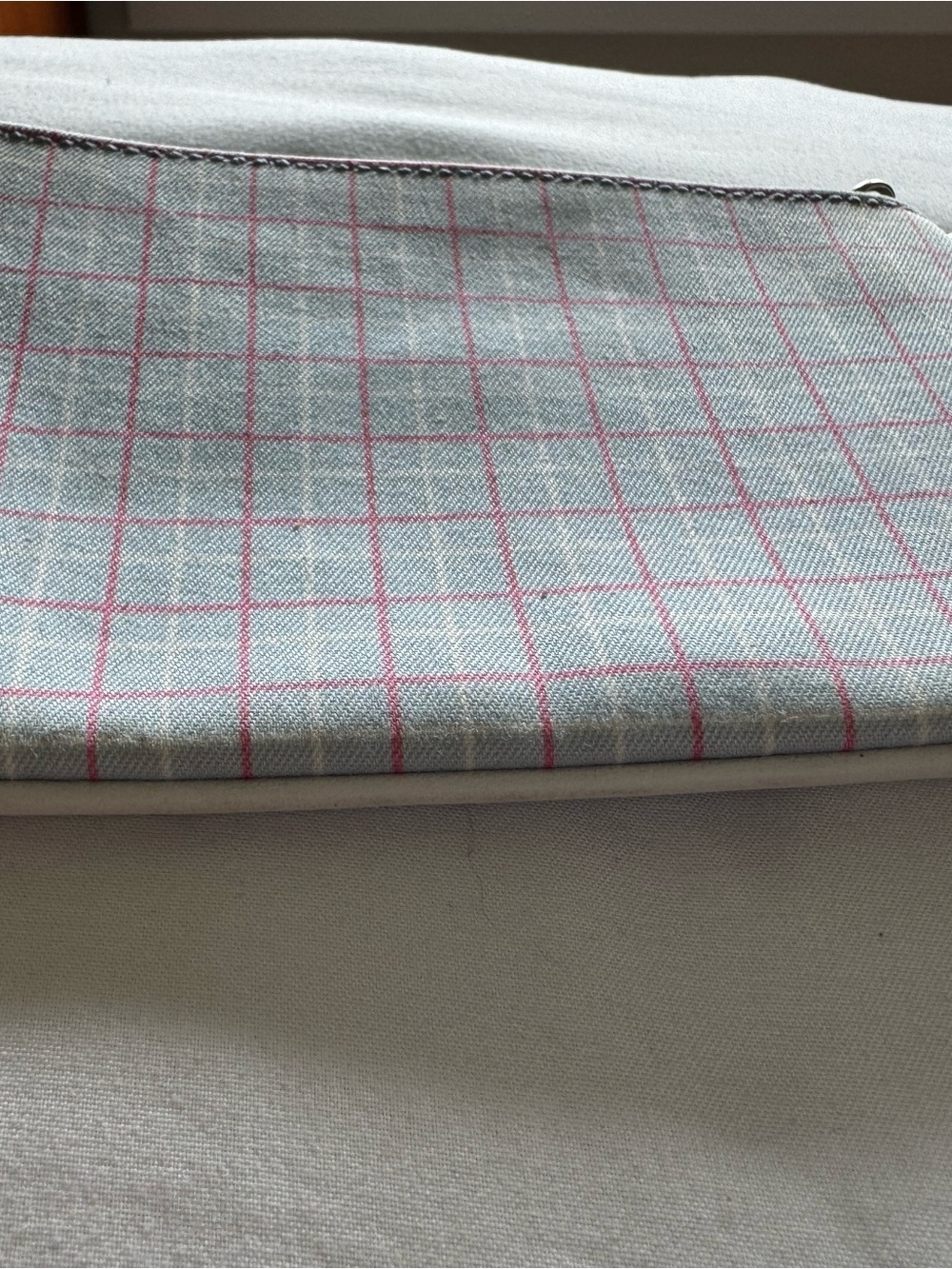 Vintage Coach White Leather Wristlet with Blue and Pink Tattersall Plaid Y2K - Picture 7 of 7